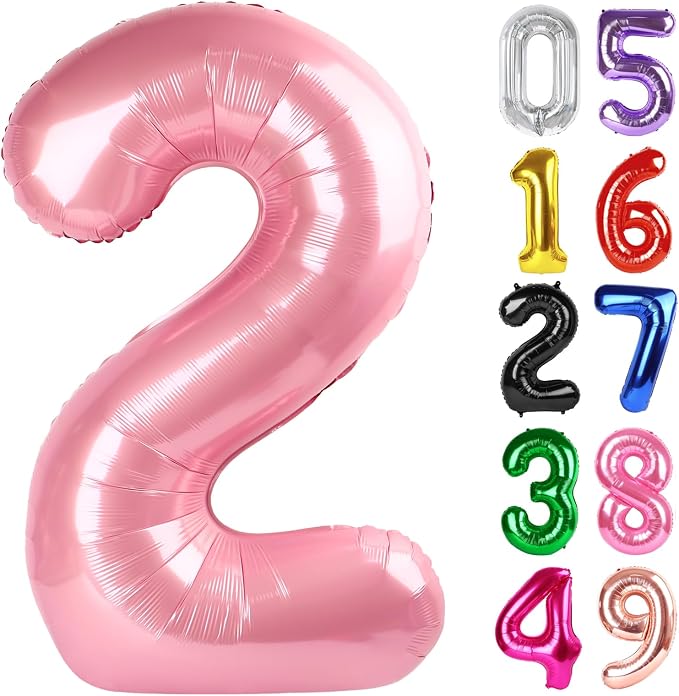 Pastel Pink Number 2 Balloon 40 Inch, 2nd Birthday Decorations Men Women | Foil by IWERP