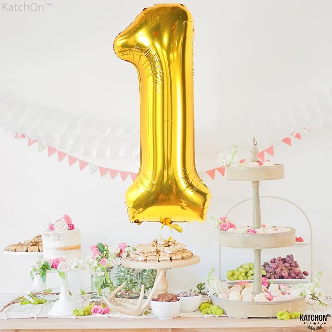 KatchOn, Happy Birthday Number Balloon | Large Mylar Gold Number Balloons - Image 6