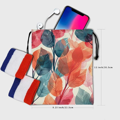 Fall Leaf Gymnastics Grip Bag Watercolor Leaves Drawstring Grip Bag - Image 6