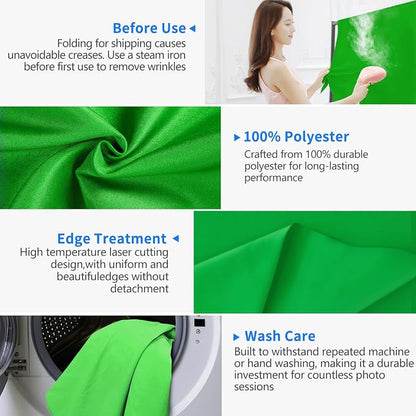 Hemmotop Chromakey Green Screen Backdrop, 5x7ft Small Background Fabric | Solid - Image 3