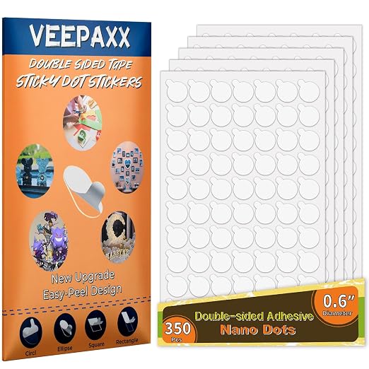 350Pcs Double Sided Adhesive Dots, Removable Clear Dots Sticky Tack, Waterproof by Veepaxx