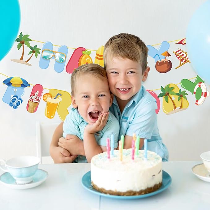Beach Happy Birthday Banner Pool Party Supplies Hawaiian Beach Tropical - Image 5