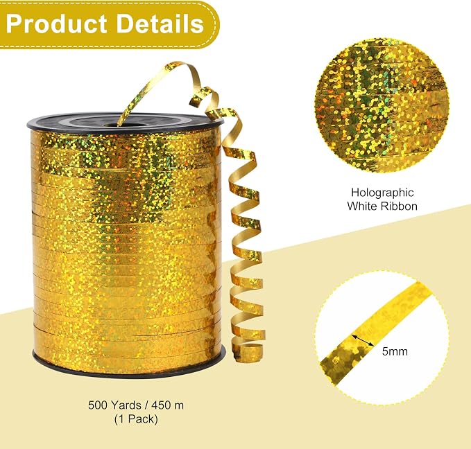 500 Yards Silver Shiny Curling Ribbon Metallic Balloon Roll - Image 2