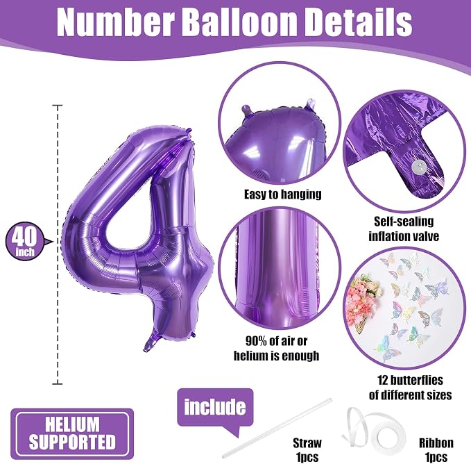 40 Inch Purple Number 4 Balloon - Image 2