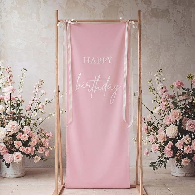 Tingjoo 27 × 78 Inch Happy Birthday Fabric Banner Long Birthday Party - Image 4