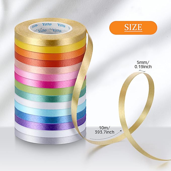 Shappy 15 Rolls Curling Ribbon 1/5" Wide x 11 Yards Total 165 Yards Balloon - Image 2