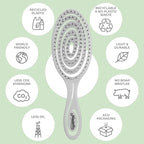 Ninabella Spiral Hairbrush - Detangle Hair Brush - For Brushing Wet or Blow Dry Hair - Detangler Vent Brush - Gray