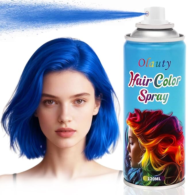 Blue Hair Spray, Temporary Hair Color Spray For Kids Women Men, Temporary Hair Dye Washable Hair Color Wax,Non-Sticky Color Hair Spray for Halloween Crazy Hair Day,Cosplay Party DIY,Christmas (Blue)