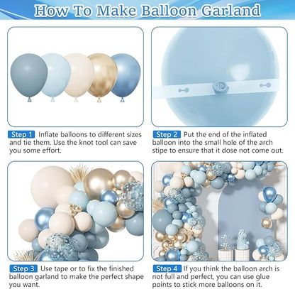 156Pcs Dusty Blue Balloons Arch Garland Kit Different Size | Dusty Baby Pastel - Image 4