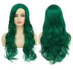Baruisi Long Curly Wavy Green Wigs for Women Side Part Natural Looking Cosplay Synthetic Fiber Wig Heat Resistant Replacement Wig