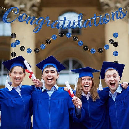 Blue Congratulations Banner Sign Prestrung Congrats Banner Garland - Image 5
