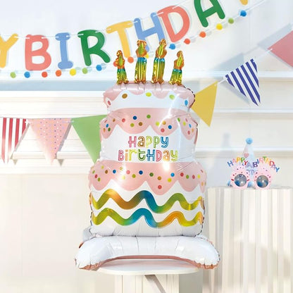 35" Pink Self-Standing Happy Birthday Mylar Balloons 2pk | birthday cake balloon - Image 3