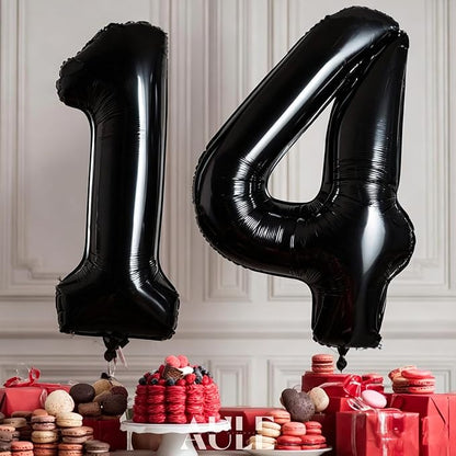 AULE 40 Inch Black Number Balloon 14 Foil 0-9 Birthday Big Numbers | Birthday - Image 4