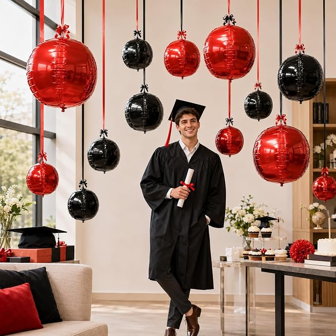 Black Red Round Foil Balloons - Image 5