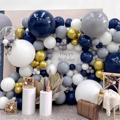 136pcs Navy Blue Gold White Balloons Arch Kit, 18 12 10 5 Inch Balloons | - Image 7