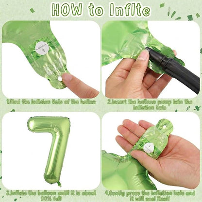 Light Green Number 7 Balloon 40 Inch, Glossy Metallic Digit Party Supplies | - Image 5