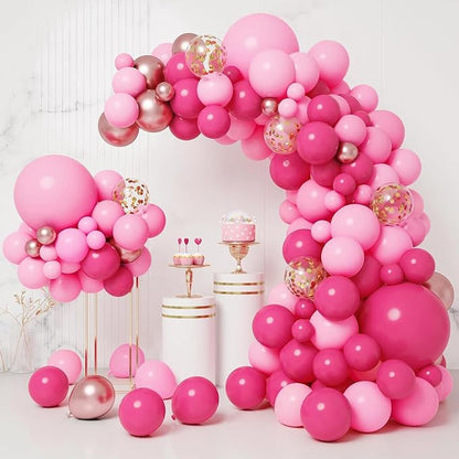 CANREVEL 125Pcs Pink Balloon Garland Arch Kit, Hot Pink Metallic Rose Gold - Image 6