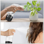 2 Pack Glass Spray Bottles with Silicone Sleeve, 16 oz Empty Refillable Containers with Adjustable Spray Nozzles, Spray Bottles for Hair, Cleaning Solutions and Plants Black