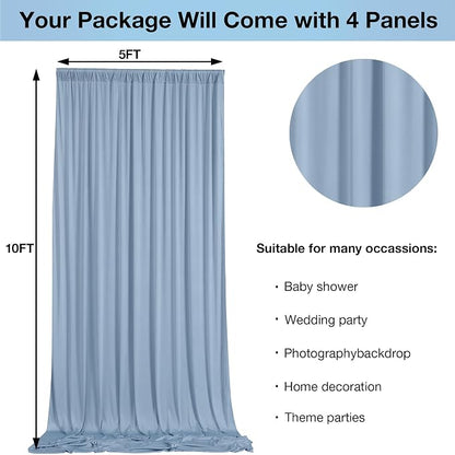 20ftx10ft Wrinkle Free Dusty Blue Backdrop Curtains - Image 3