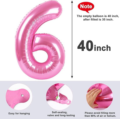 6 Balloon Number 40 Inch Pink Balloons - Image 5