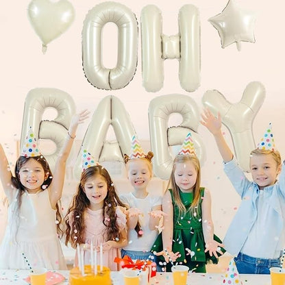 TONIFUL OH BABY Balloon, 40 Inch Cream White Oh Baby Foil Letter Balloons - Image 5