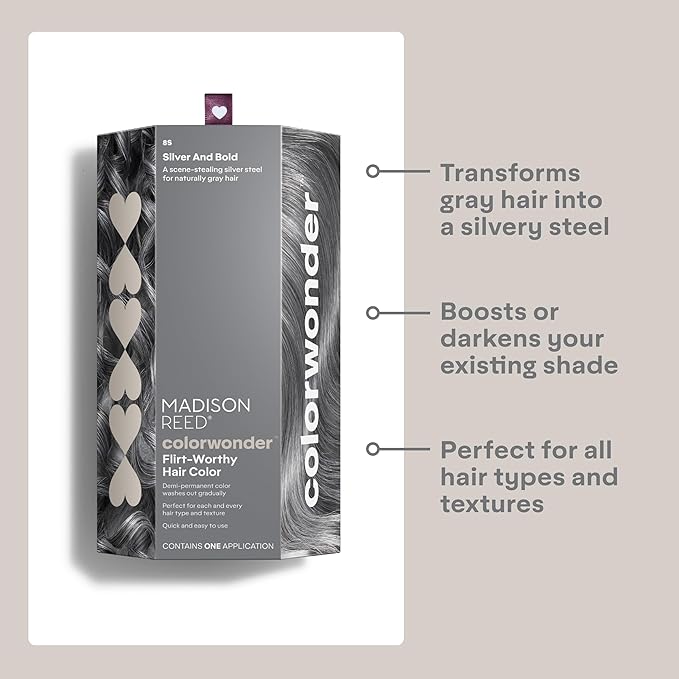 Madison Reed colorwonder Demi-Permanent Hair Color, Effortless At-Home Hair Dye, Ammonia-Free, Cruelty-Free, Silver and Bold (8S Silver Steel), Pack of 1
