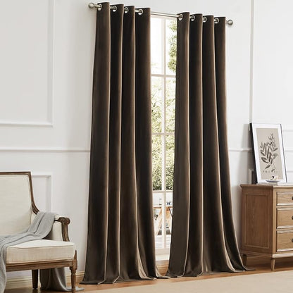 BULBUL Velvet Brown Blackout Curtains 90 inch Long - Image 7