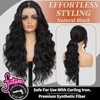 Synthetic Lace Front Wigs Pre Plucked 13x4 HD Lace Black Wigs For Black Women 26 Inch Long Wavy 100% Futura Premium Wig Ready to Wear Beginner Friendly Daily Party Use