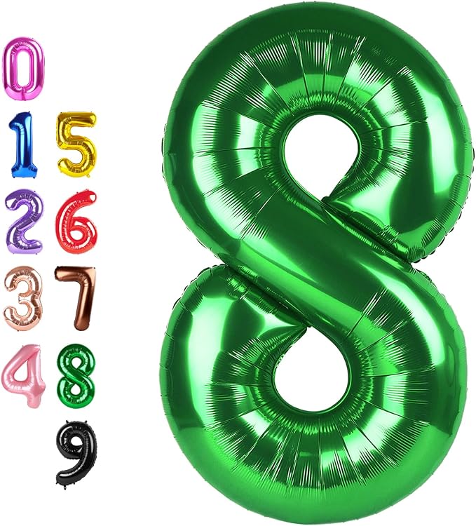 8 Balloon 40 inch Green Number Balloons by Enyeopd