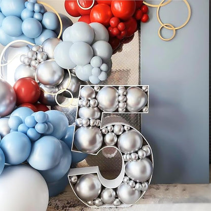 MEBAY Dusty Blue Gray Red Silver Balloon Arch Kit - Image 4