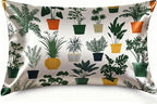 Indoor Plant 1 Pack Satin Pillowcase for Hair and Skin Green Houseplant Imitation Silk Pillowcase with Hidden Zipper Soft Breathable Pillow Cover Standard Size for Bedroom Sofa 20”x26”