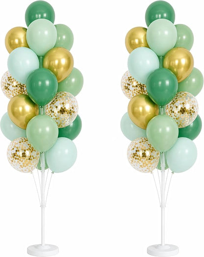 Hiins 2 Set Sage Green Gold Party Balloon Column Kit by HiinsPartyDecoration