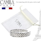 Camila Paris CP3465 French Headband for Women, Handmade White and Gray, Strong Hold Grip Women's Hair Band, Ligth and Very Flexible, No Slip and Durable Styling Girls Hair Accessories, Made in France