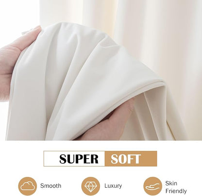 Beauoop Cream Velvet Curtains for Bedroom Living Room 52x84 2 Panels | Soft - Image 6