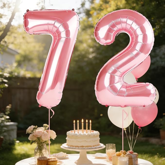 40 Inch Number 72 Balloons for 72nd Birthday Party Decorations, 0-100 Jewelry - Image 3