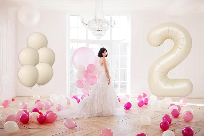40 Inch Beige Large Number 2 Foil Balloon Set | - Image 5