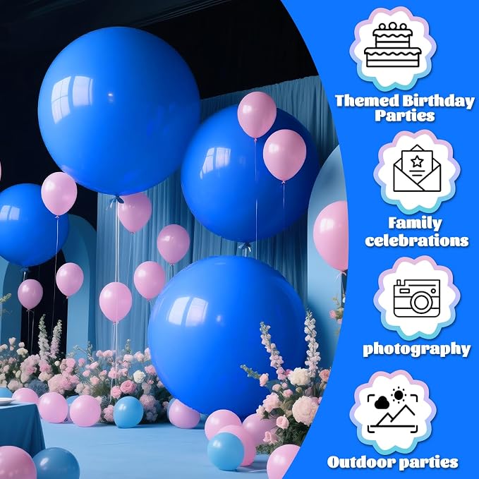Dark Blue Balloons 9pcs 36 Inch Extra Large Big Jumbo Giant Matte Navy Blue - Image 7