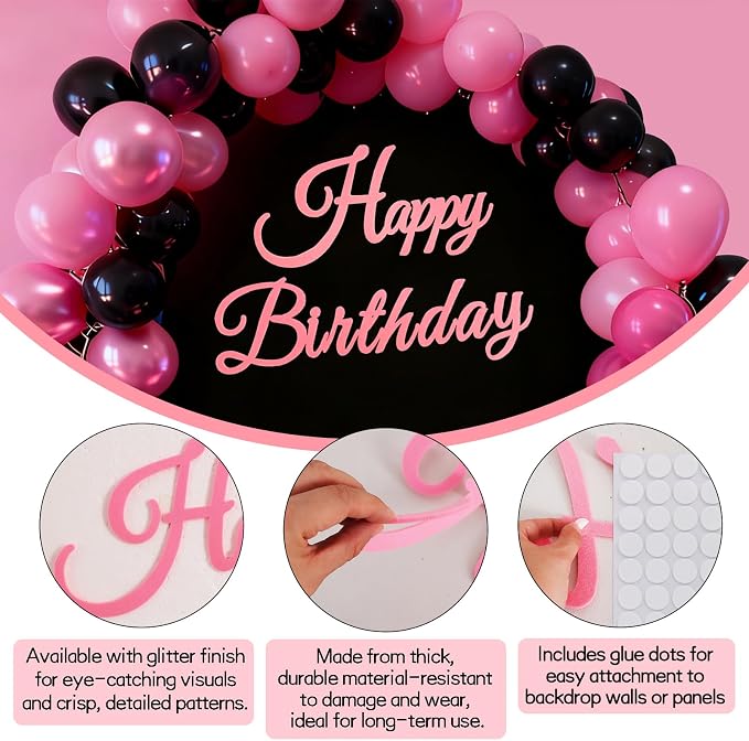 TONIFUL Happy Birthday Sign for Backdrop - Image 3