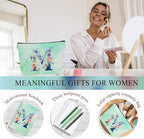 Personalized Gifts Monogrammed Birthday Gifts for Women, Her, Teacher Mother in Law Wedding Christmas Initial 20 oz Tumbler, Makeup Bag Cup Pens Journal Notebook 6 Set, (Aesthetic Green Flower M)