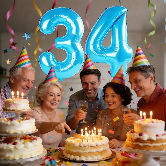 40 Inch Number 34 Balloons for 34th Birthday Party Decorations, 0-100 Jewelry - Image 2