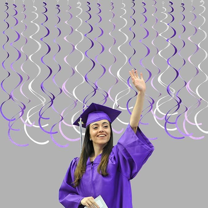 36Pcs Purple Hanging Swirl Decorations Ombre Purple Felt Swirl Streamer Spiral - Image 5