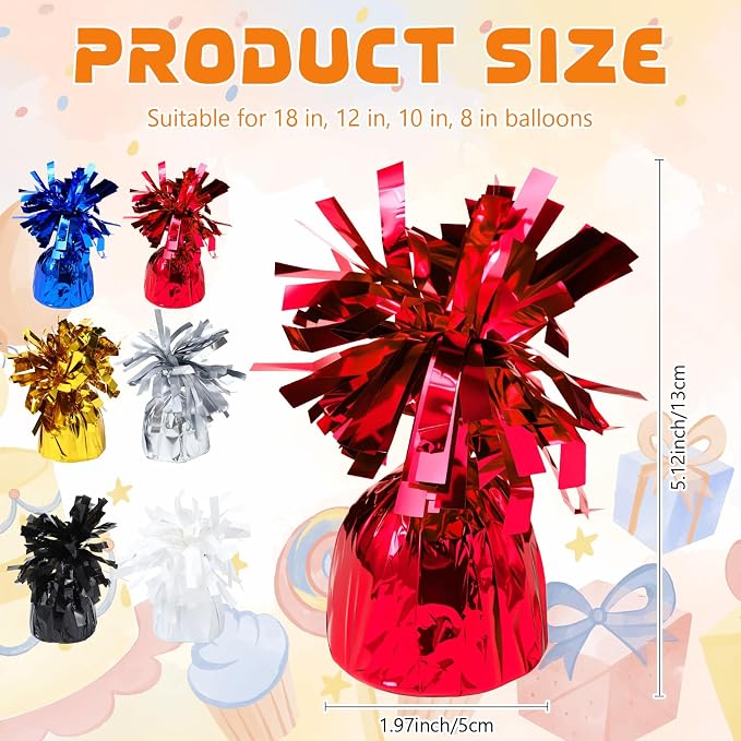 6 Pack Red Balloon Weights Metallic Holder Anchors Balloon Holder Weights - Image 2