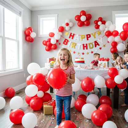 60pcs Red and White Balloon Kit, 12 Inch Christmas Red White Latex Balloons - Image 3