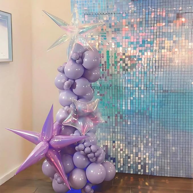 Iridescent Explosion Star Holographic Balloons Star Burst Sparkly Balloons - Image 4