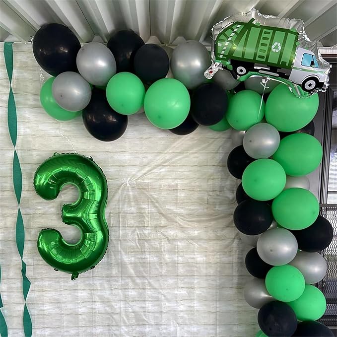 Dark Green Number Balloons for Kids, 40 Inch Foil Helium 0-9 Set Balloons - Image 4
