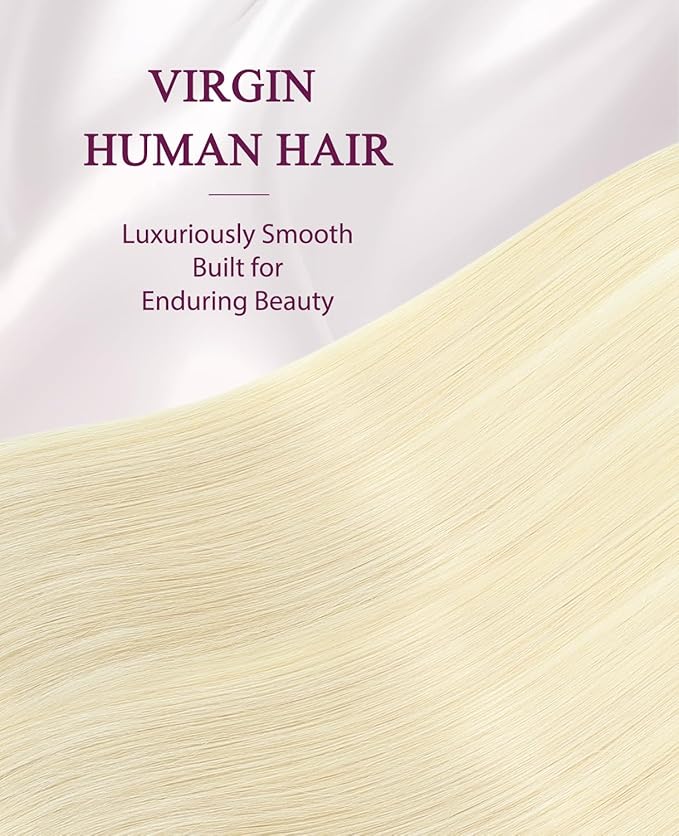 Pinkpearl Invisible Tape in Hair Extensions Human Hair, 20pcs 18inch 50g #60 Platinum Blonde Injection Tape in Extensions Real Remy Straight Seamless Silky Human Hair Injected