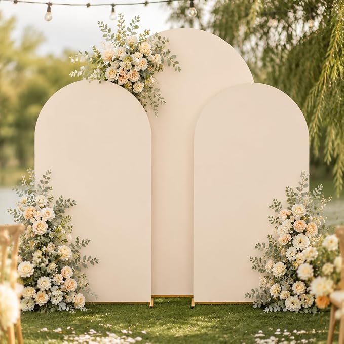 Arch Backdrop Stand and Cover Set Metal Arch Frame Stand Gold - Image 7