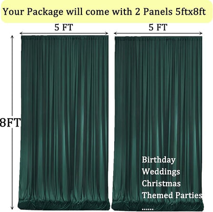 10x8 ft Wrinkle Free Hunter Green Backdrop Curtains - Image 6