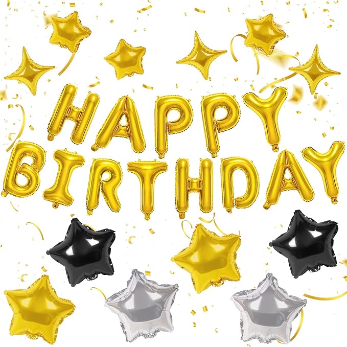 CANREVEL Happy Birthday Banner 13pcs 16 Inch Mylar Foil Letters by CANREVEL