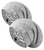 2PCS Silk Satin Bonnet Hair Wrap for Sleeping, Adjustable Strap Curly Natural Hair Night Caps for Women Men(Gray&Gray)